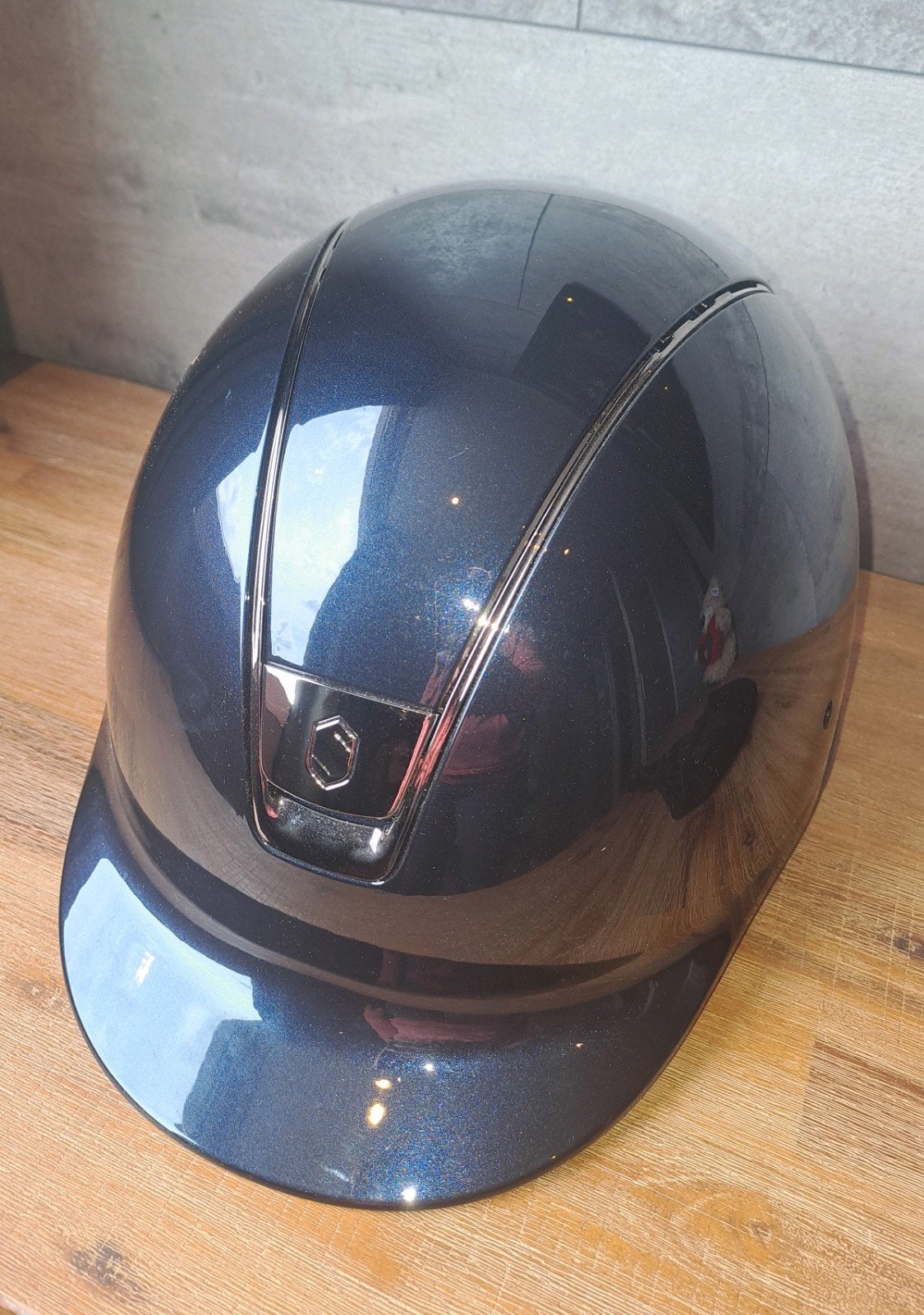 Samshield glossy blauwe cap bijna nieuw (5x gebruikt), Dieren en Toebehoren, Dressuur, Kinderen, Ophalen of Verzenden, Zo goed als nieuw