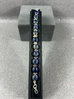 Zilveren Armband | AG | 19,13g | ovale lapis lazuli | 414729, Sieraden, Tassen en Uiterlijk, Ophalen of Verzenden, Gebruikt, Zilver