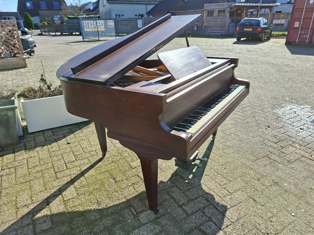 schitterende mahonie vleugel piano Larg& sons /babyvleugel, Ophalen, Gebruikt, Vleugel, Hoogglans