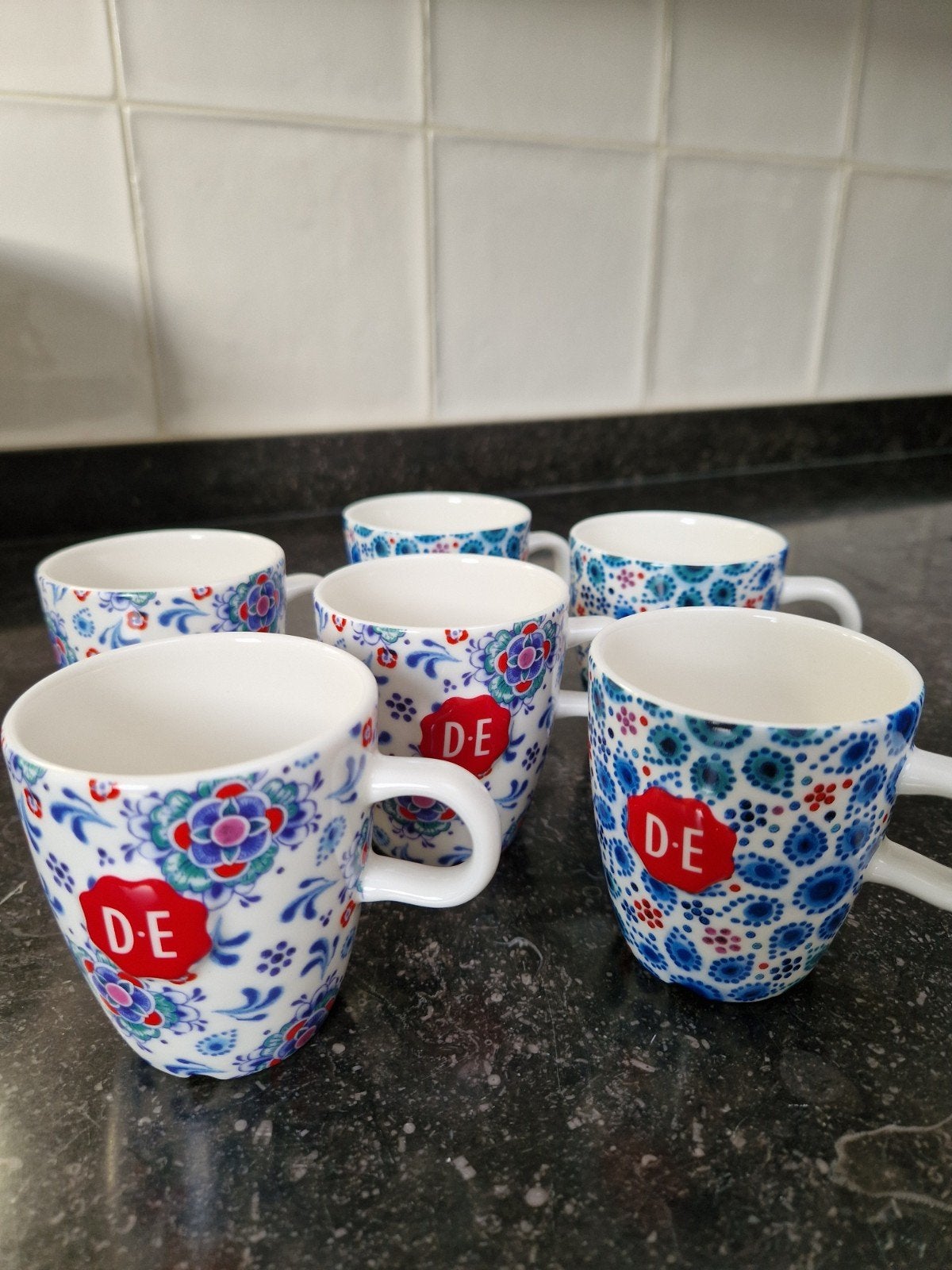Douwe Egberts kopjes 6 stuks, Huis en Inrichting, Ophalen, Overige merken, Keramiek, Zo goed als nieuw