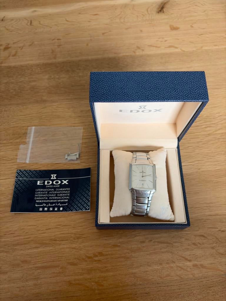 Edox Les Bémonts Swiss Made horloge - doos & papieren, Sieraden, Tassen en Uiterlijk, Horloges | Heren, Staal, Gebruikt, Staal