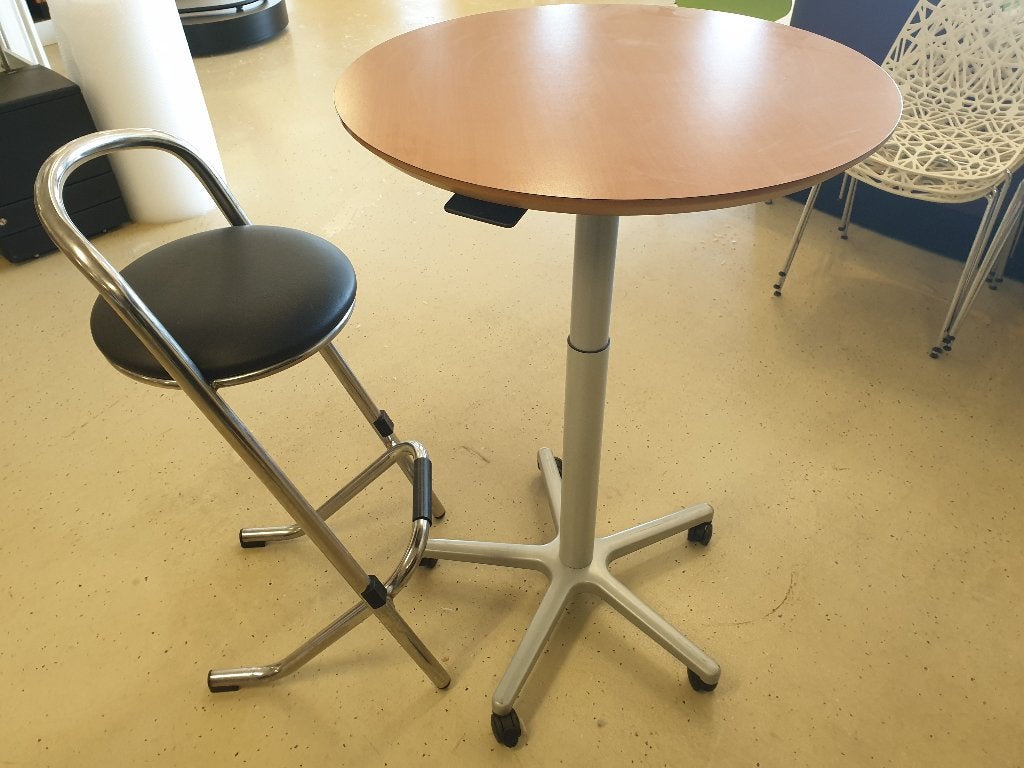 vergadertafel zit-sta, Ophalen, Gebruikt, Rond, Metaal