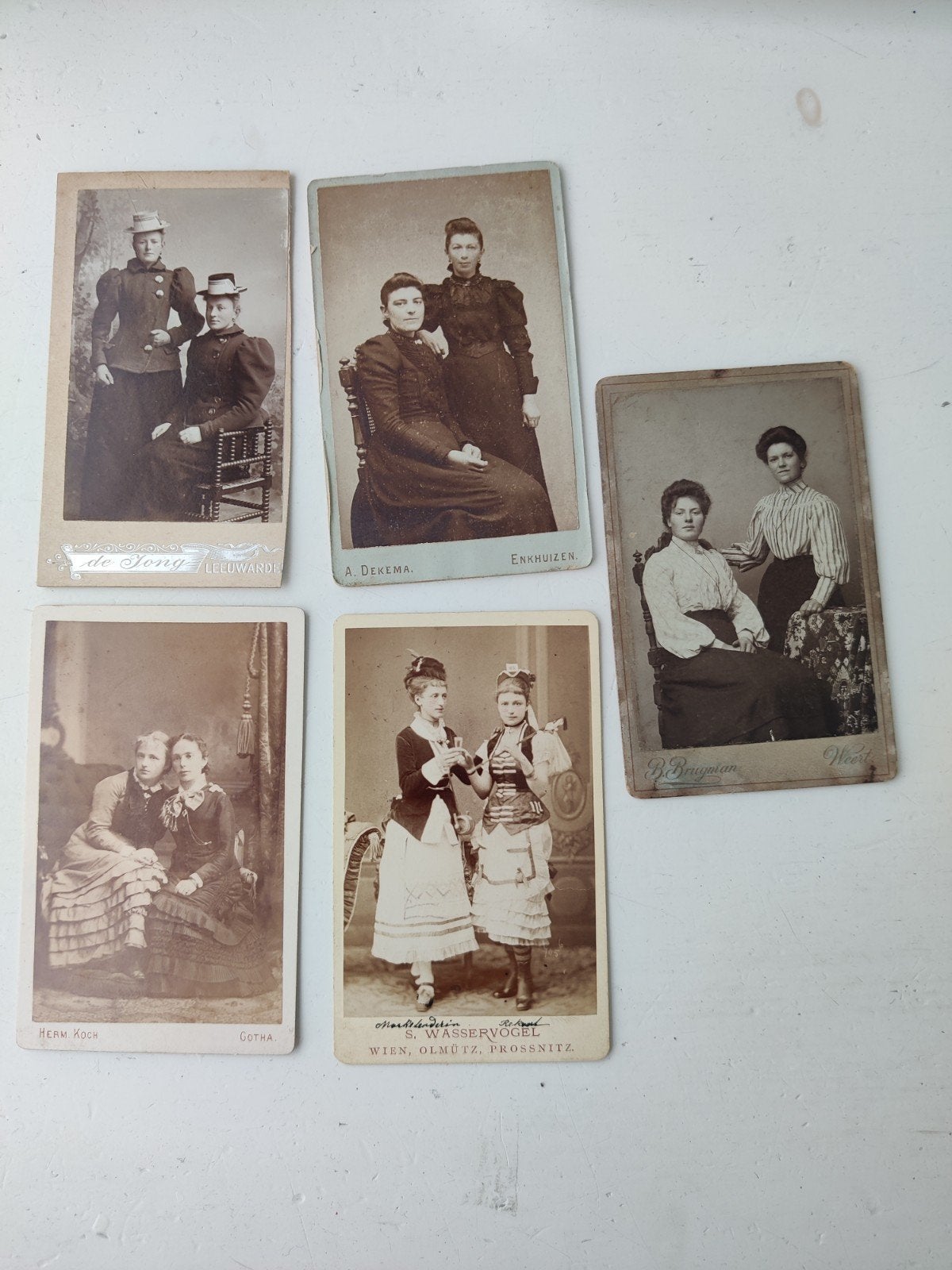 Cdv's vijf stuks twee vrouwen, Ophalen of Verzenden, Voor 1940