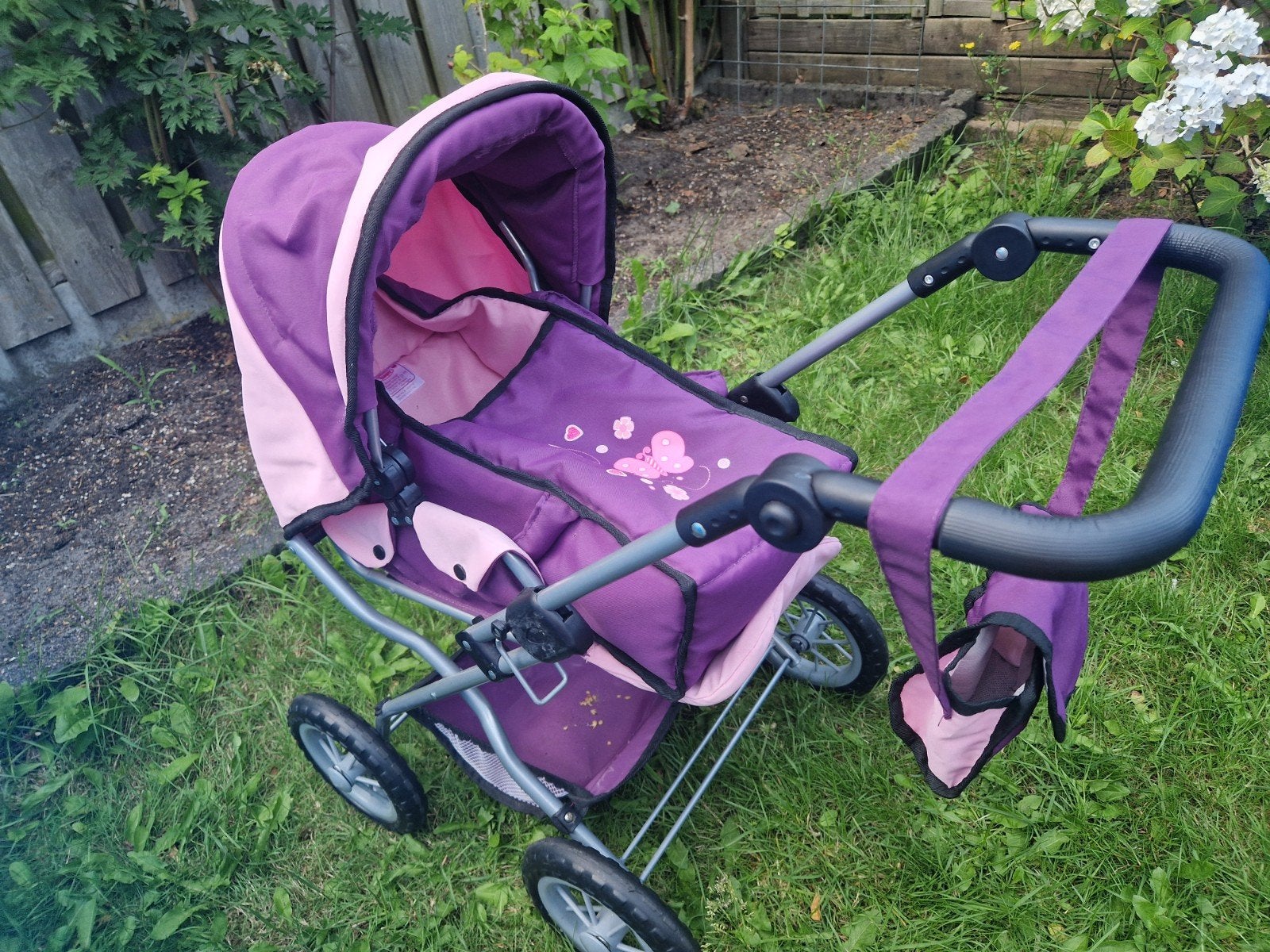 Mooie paarse poppenwagen met vlinderprint, Ophalen, Gebruikt, Overige typen