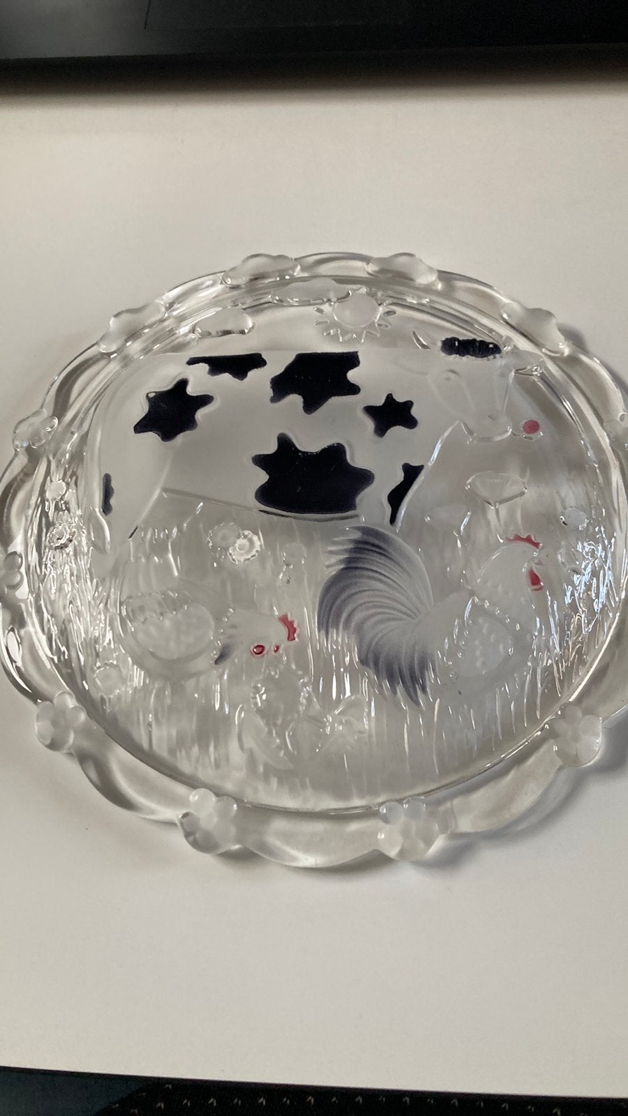 Waltherglas serveerschaal 1990 Country Line KOE KIP, Antiek en Kunst, Ophalen