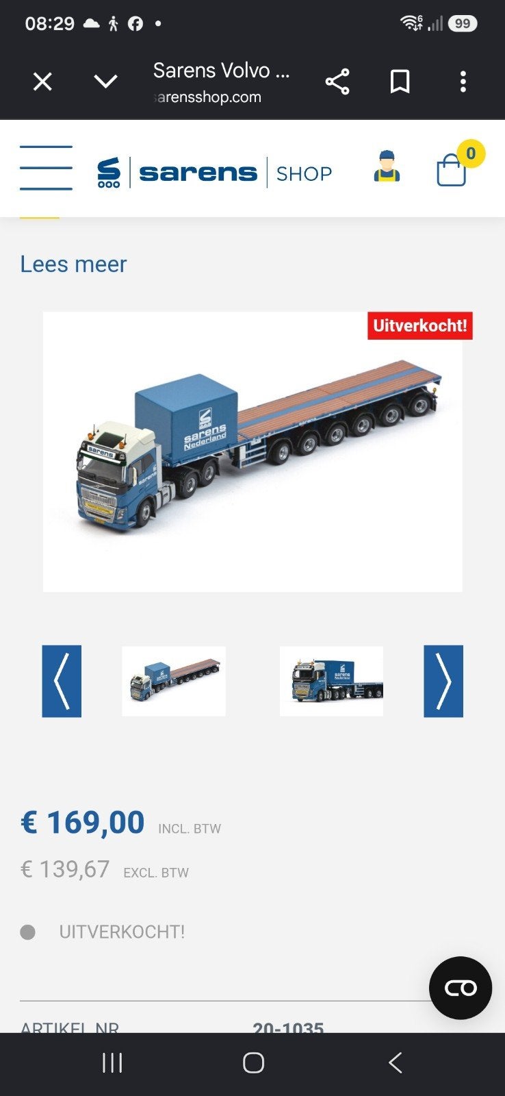 Gezocht Volvo Ballast auto van Sarens, Hobby en Vrije tijd, Ophalen of Verzenden, Groter dan 1:32, Auto, Overige merken
