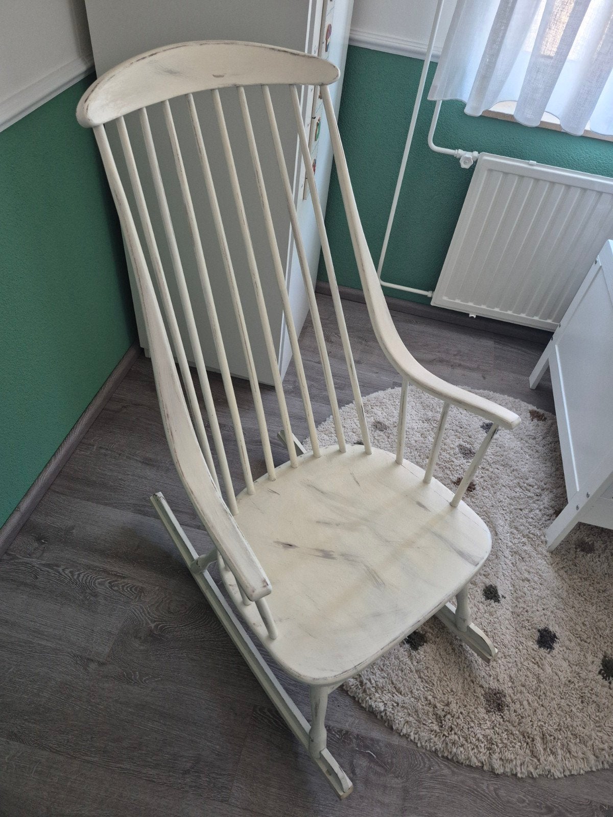 Schommelstoel met hoge rugleuning - White wash, Ophalen, Gebruikt, Wit, Eén