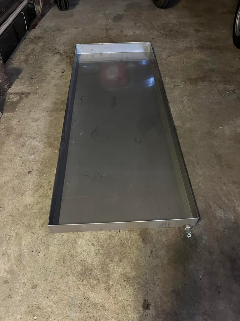 2x RVS bak Lek bak  met afvoer - 205x79,5, Doe-het-zelf en Verbouw, Metalen, Ophalen of Verzenden, Zo goed als nieuw, IJzer
