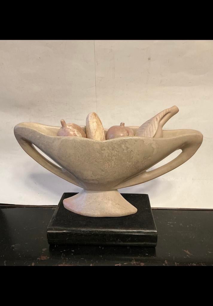 Natuurstenen bak, fruitschaal. Kisii steen, soapstone. Kenia, Antiek en Kunst, Kunst | Niet-Westerse kunst, Ophalen of Verzenden