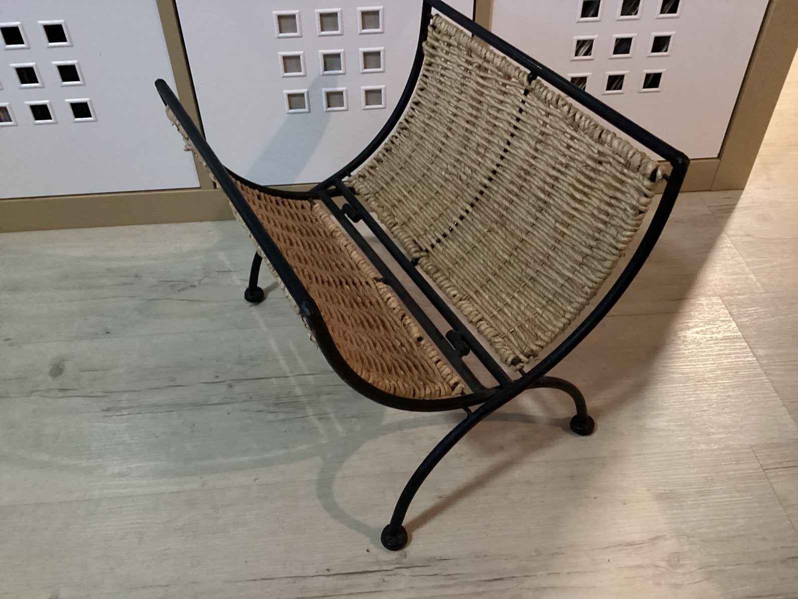 Rotan lectuurbak met stalen frame jaren 50-60, Ophalen of Verzenden
