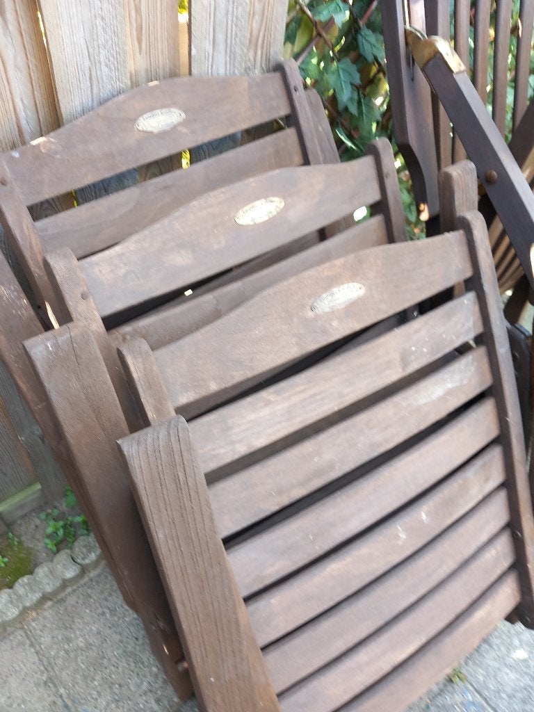 GRATIS TUINSTOELEN, Ophalen of Verzenden, Gebruikt, Hout, Verstelbaar