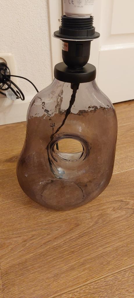 Glazen schemerlamp/smal, Huis en Inrichting, Lampen | Tafellampen, Ophalen of Verzenden, Glas, Minder dan 50 cm