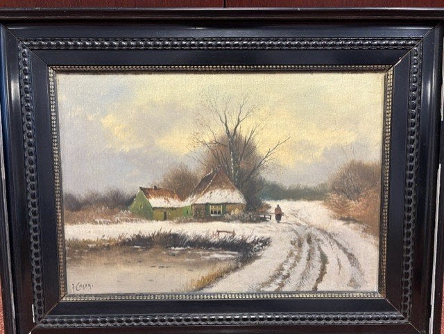 Schilderij van J Casari, Oud hollands, Ophalen of Verzenden, Olieverf, Landschap