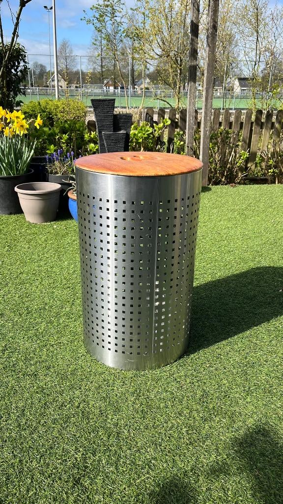 RVS wasmand met houten deksel, Ophalen, Zo goed als nieuw, Overige typen