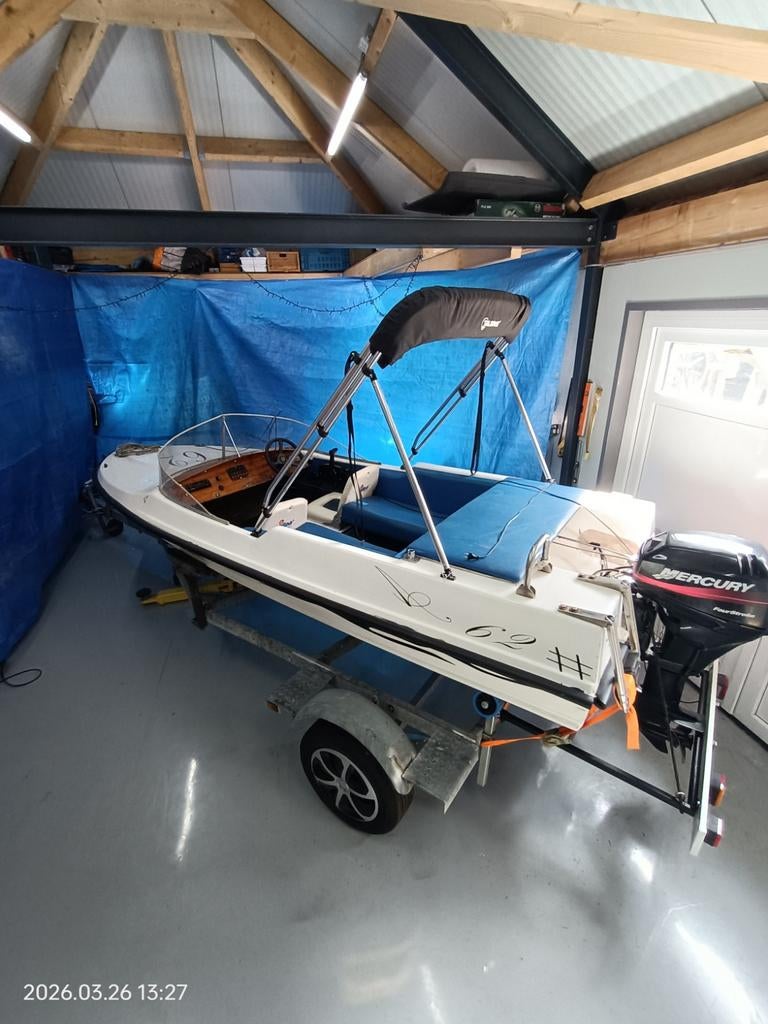 Mooie complete speed/toer boot met 15 pk 4 stroke Mercury mo, Watersport en Boten, Ophalen, Gebruikt