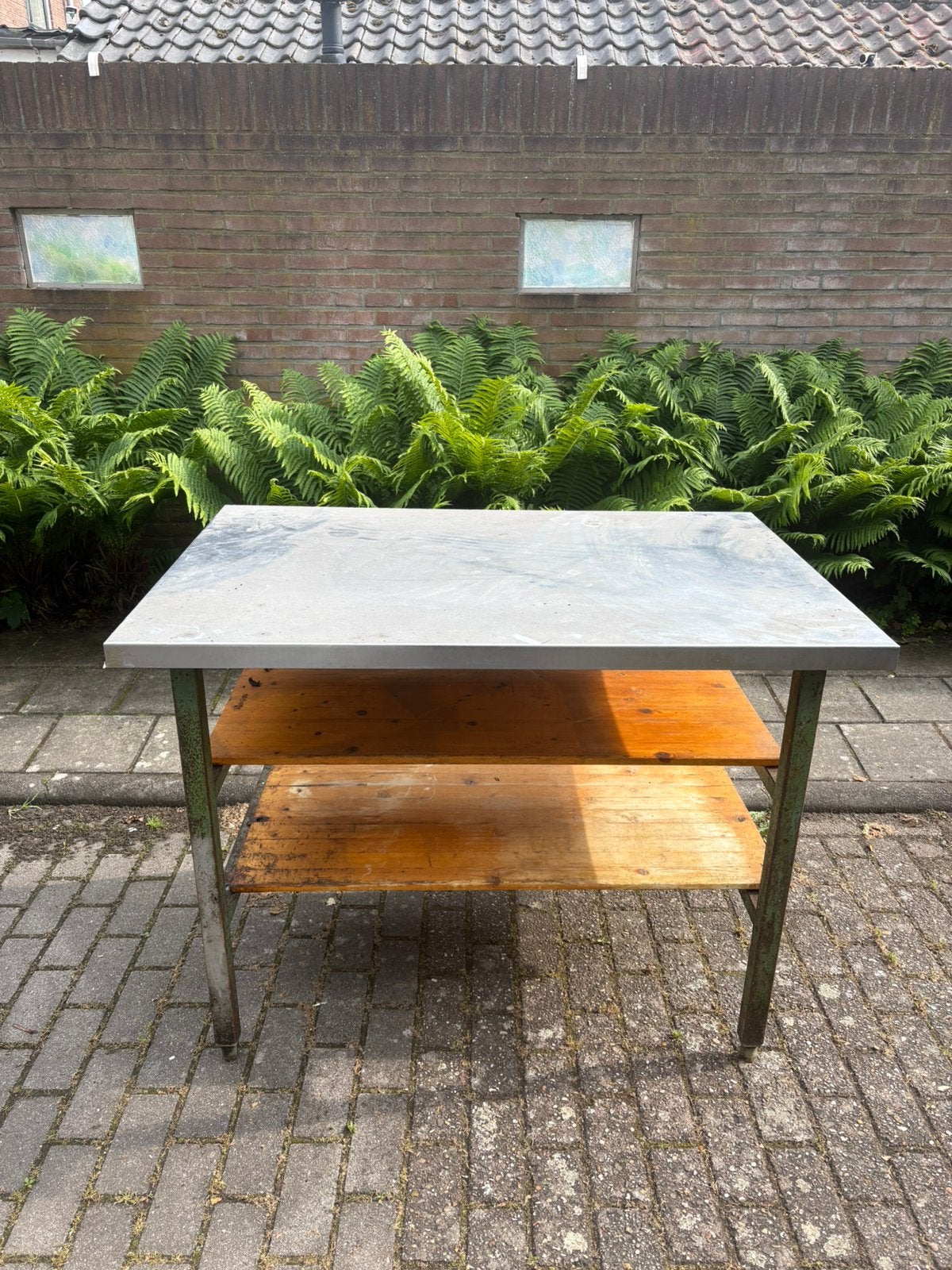 te koop  werkbank rvs blad, Ophalen, Gebruikt