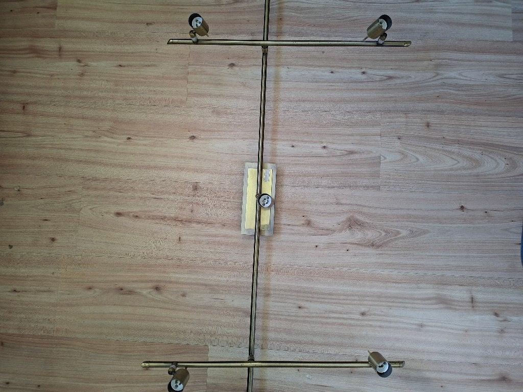Jan de Bouvrie designlamp – 5 spotjes – messing/brons – GU10, Ophalen, 75 cm, Modern, GU10