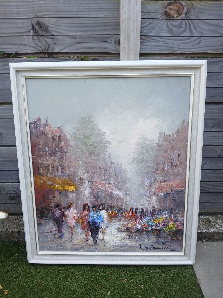 Peter Brouwer - Stadsgezicht Parijs, Ophalen, Olieverf, Origineel werk, Stads- / dorpsgezicht
