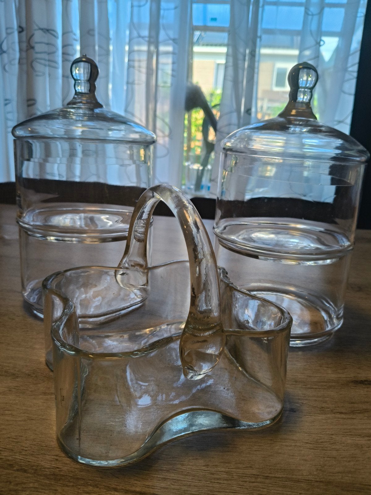 Glazen potten en schaal, Antiek en Kunst, Antiek | Glas en Kristal, Ophalen of Verzenden