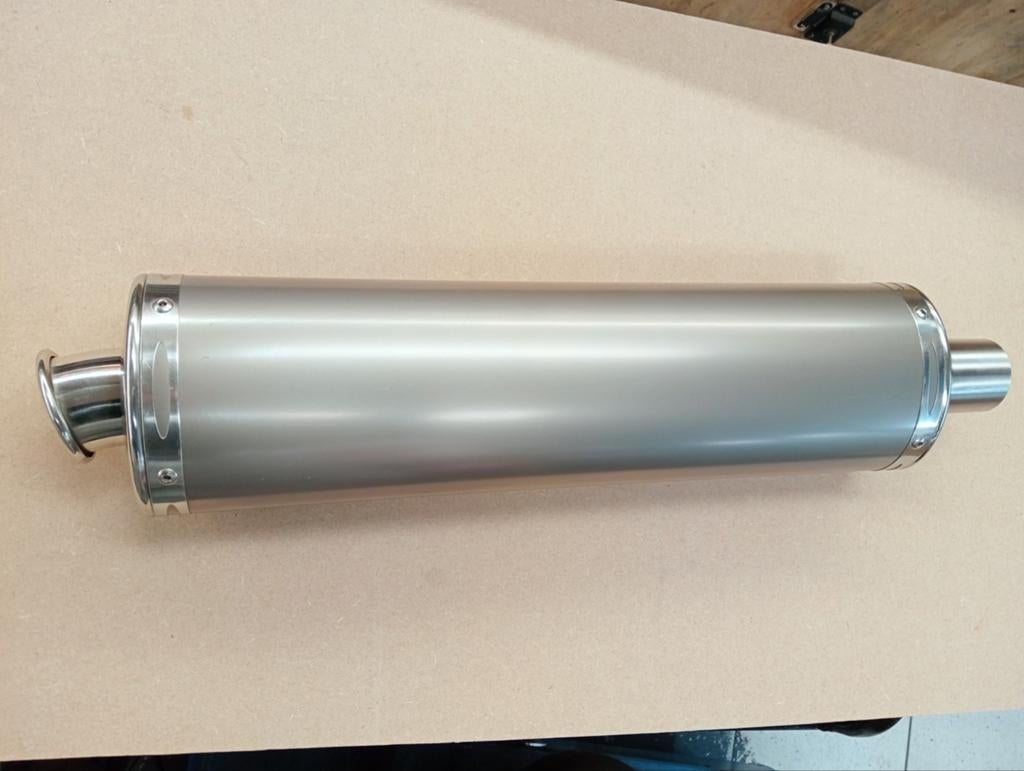 Nieuwe Laser ovaal Titanium/RVS uitlaatdemper sport, Ophalen of Verzenden, Nieuw