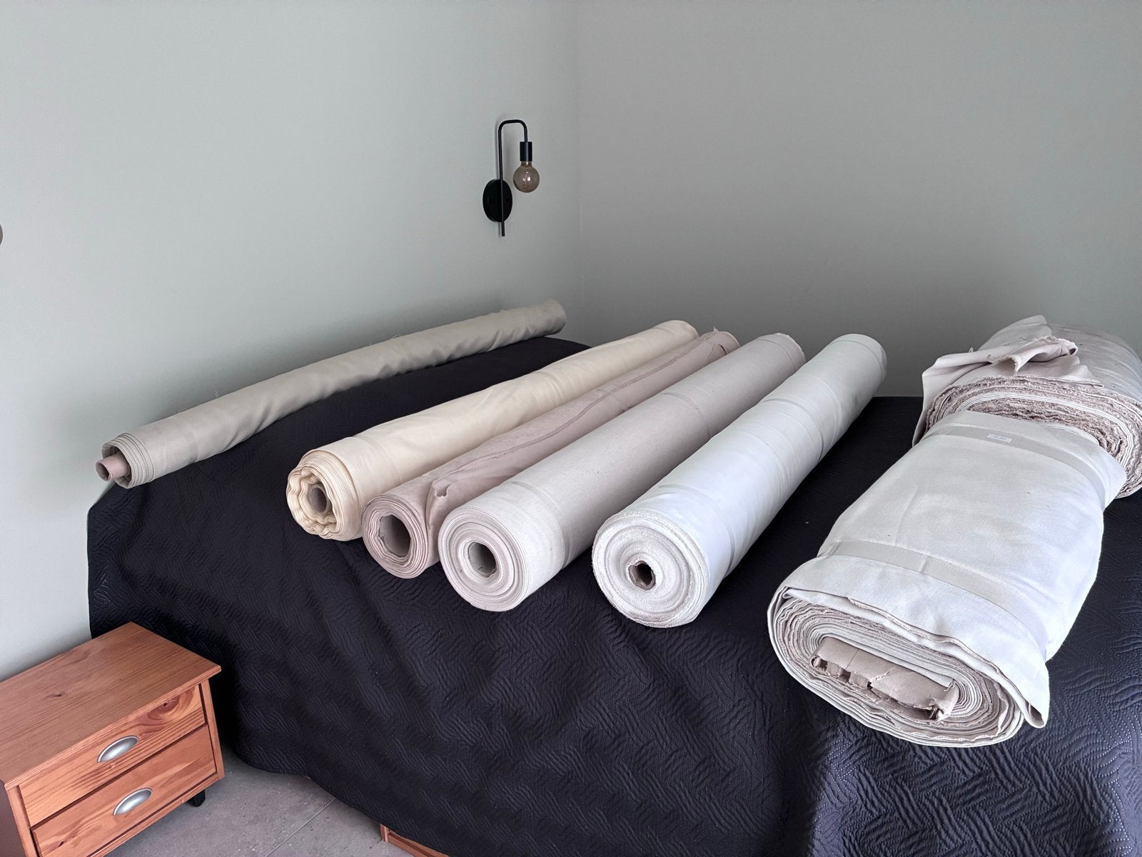 Diverse rollen stof - Katoen, Linnen, Overige materialen, Ophalen, 120 cm of meer, Beige, Zo goed als nieuw