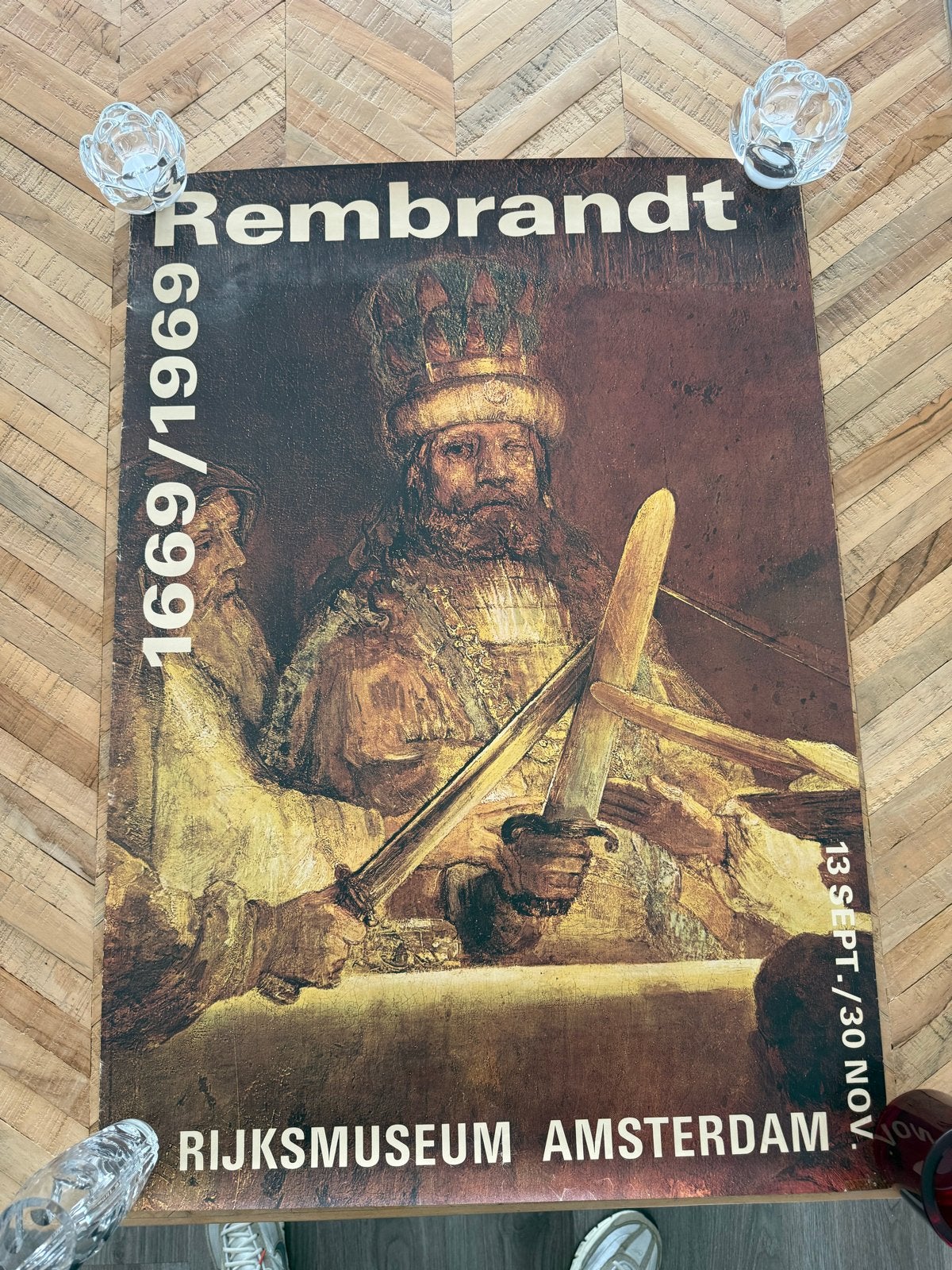 Vintage Rembrandt Rijksmuseum Amsterdam Poster 1969, Deurposter of groter, Ophalen of Verzenden, Overige onderwerpen, Rechthoekig Staand