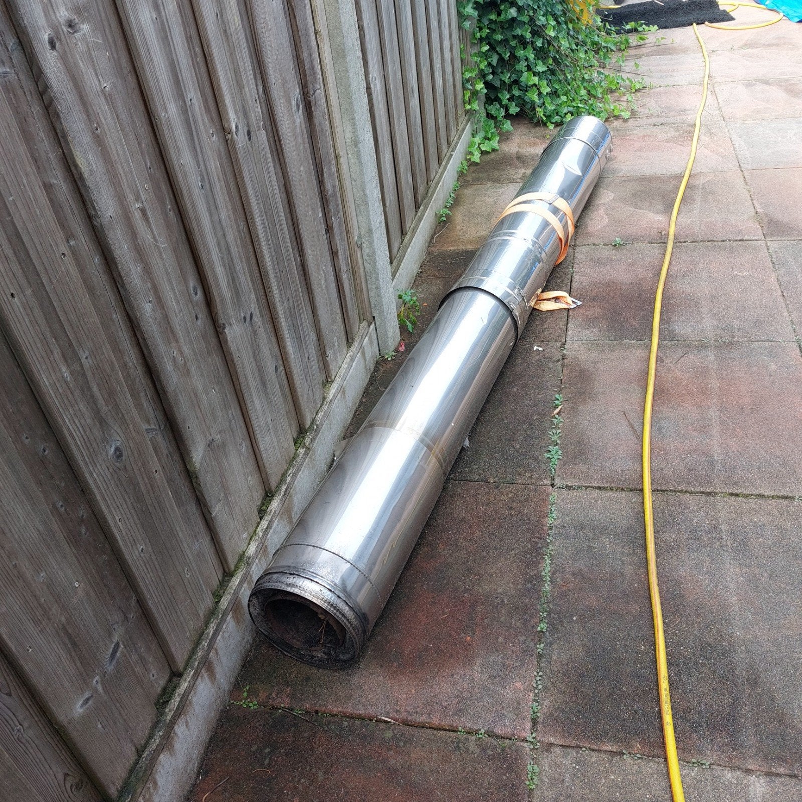 Dubbelwandig RVS rookkanaal Ø150 mm – 245 cm lang, Ophalen of Verzenden, Gebruikt, 60 tot 150 cm, 80 cm of meer