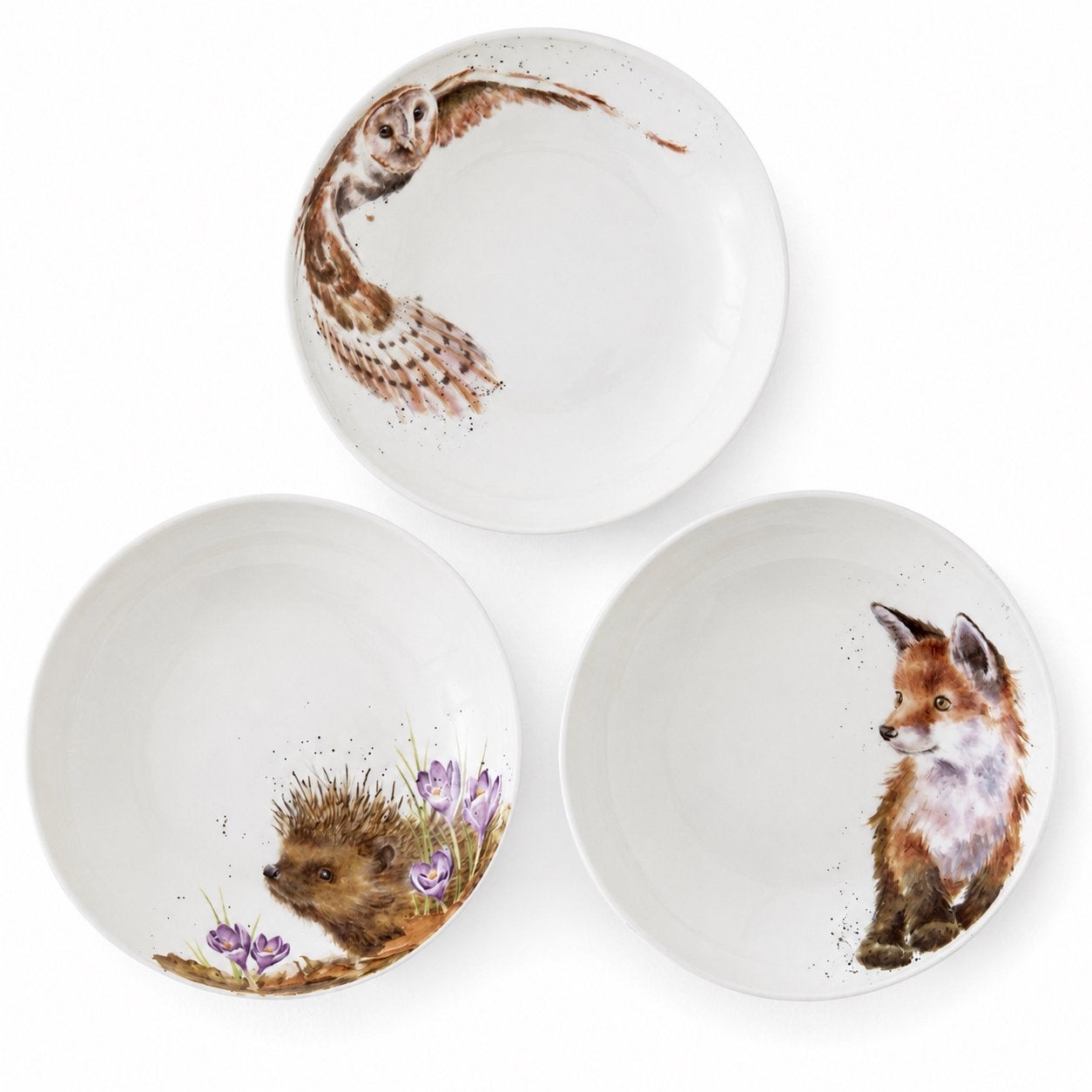 Royal Worcester Wrendale  pasta borden Set - Uil, Egel, Vos, Ophalen, Landelijk/Boerenbont, Nieuw, Kom(men)