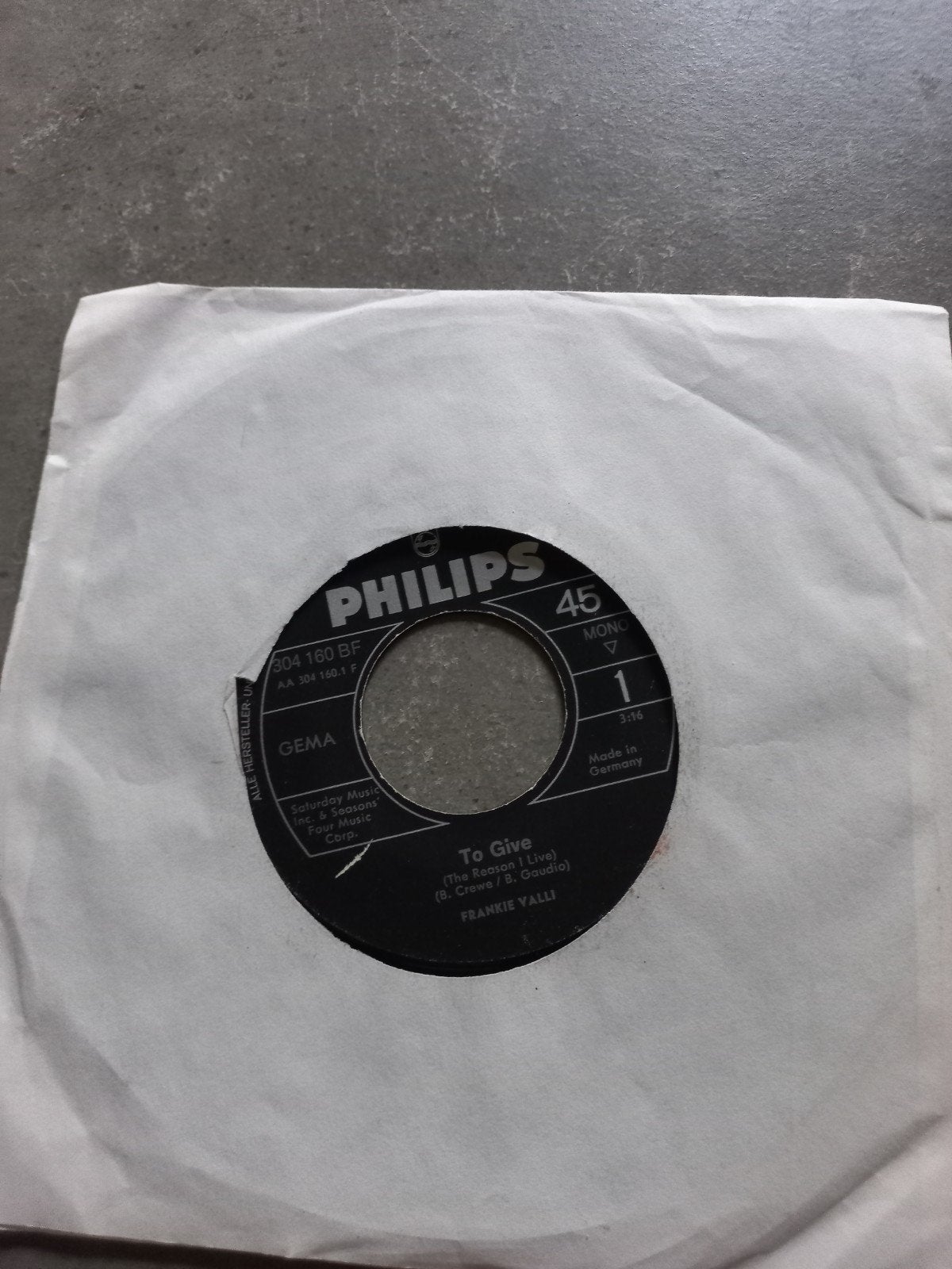 Frankie Valli - To Give ), Ophalen of Verzenden, Gebruikt, 7 inch, Pop