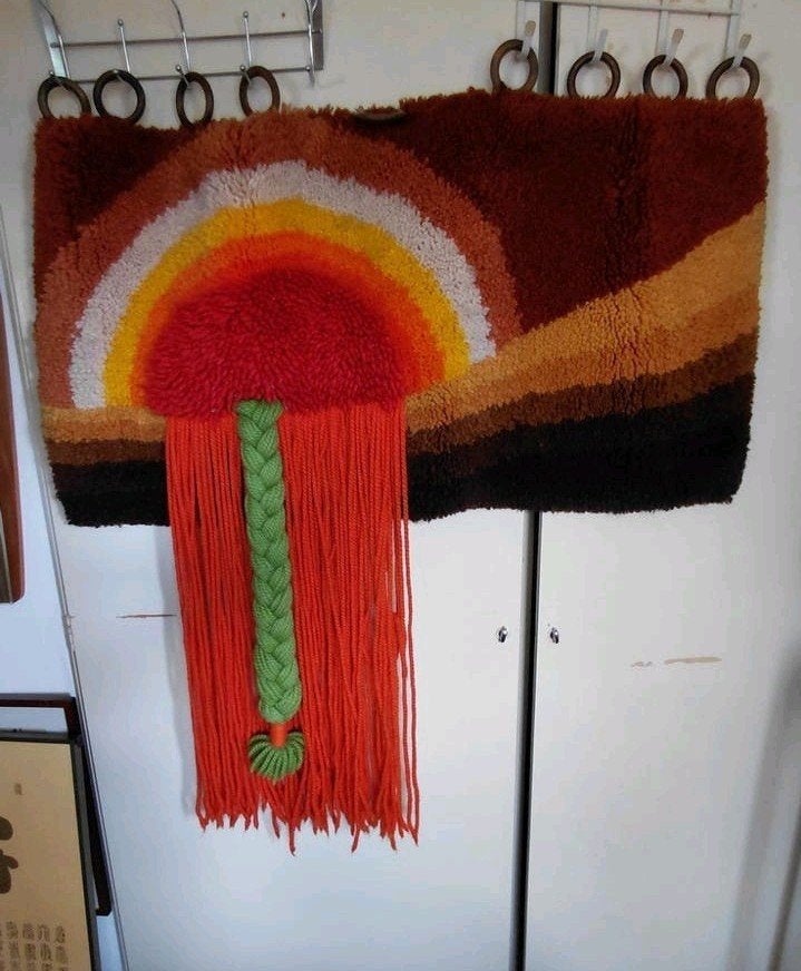 Prachtig groot vintage wandkleed uit de jaren 60/70, 110 cm, 110 cm, Ophalen of Verzenden, Zo goed als nieuw