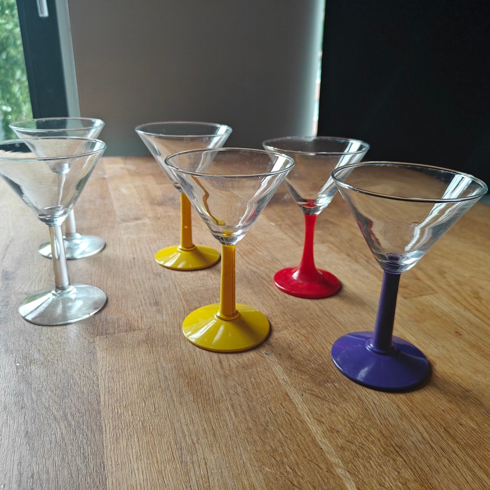 Retro set van 6 cocktailglazen, Ophalen of Verzenden, Glas, Overige stijlen, Glas of Glazen