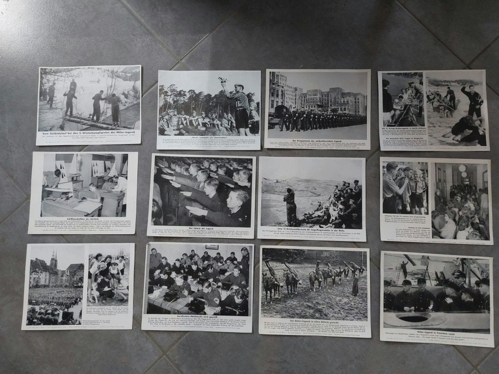 Lot Originele Duitse WO2 Persfoto's/Fotokaarten (HJ/NFSK), Ophalen of Verzenden, Landmacht, Duitsland, Foto of Poster