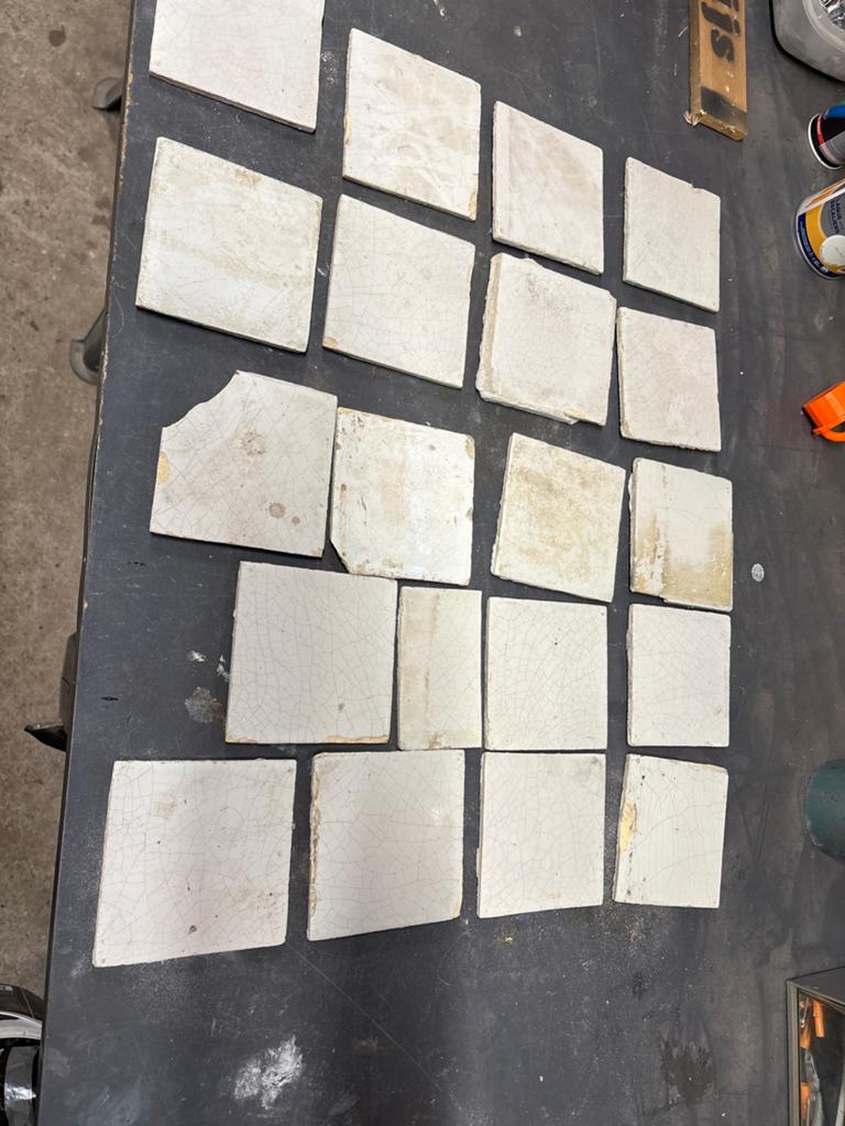 Oude witte tegels met craquelé effect, Doe-het-zelf en Verbouw, Tegels, Gebruikt, Wandtegels, Keramiek, Minder dan 20 cm, Minder dan 5 m²