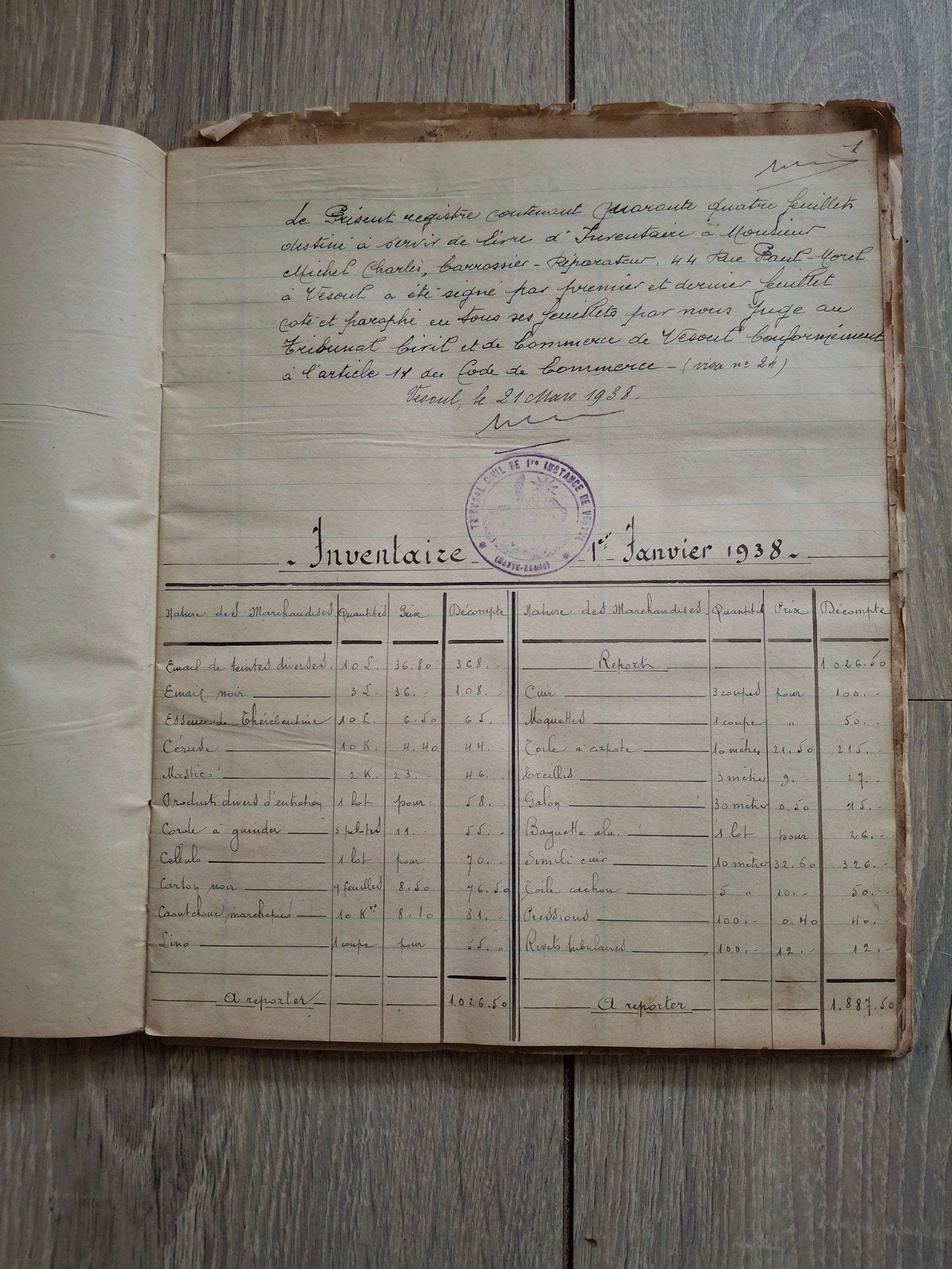 Oud Frans Inventarisboek / grootboek - Jaren '30-'40, Ophalen of Verzenden