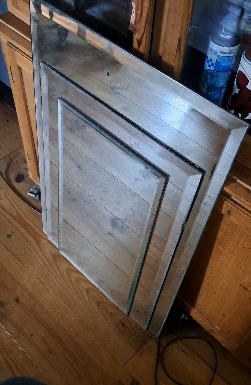 Vintage spiegel,  spiegels facet geslepen,, Antiek en Kunst, Ophalen, Rechthoekig, 50 tot 100 cm, Minder dan 100 cm