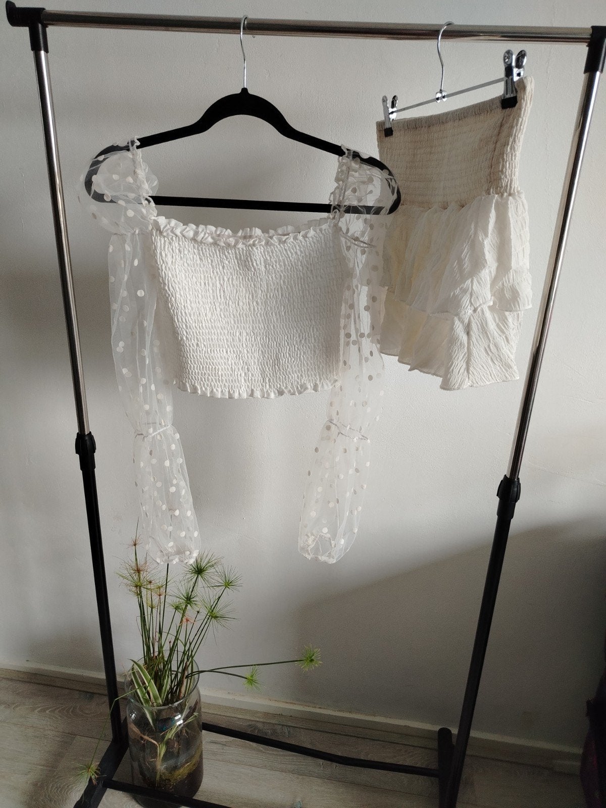 Wit sexy kort rokje en top set maat M rekbaar, Kleding | Dames, Maat 38/40 (M), Wit, Nieuw, Ophalen of Verzenden