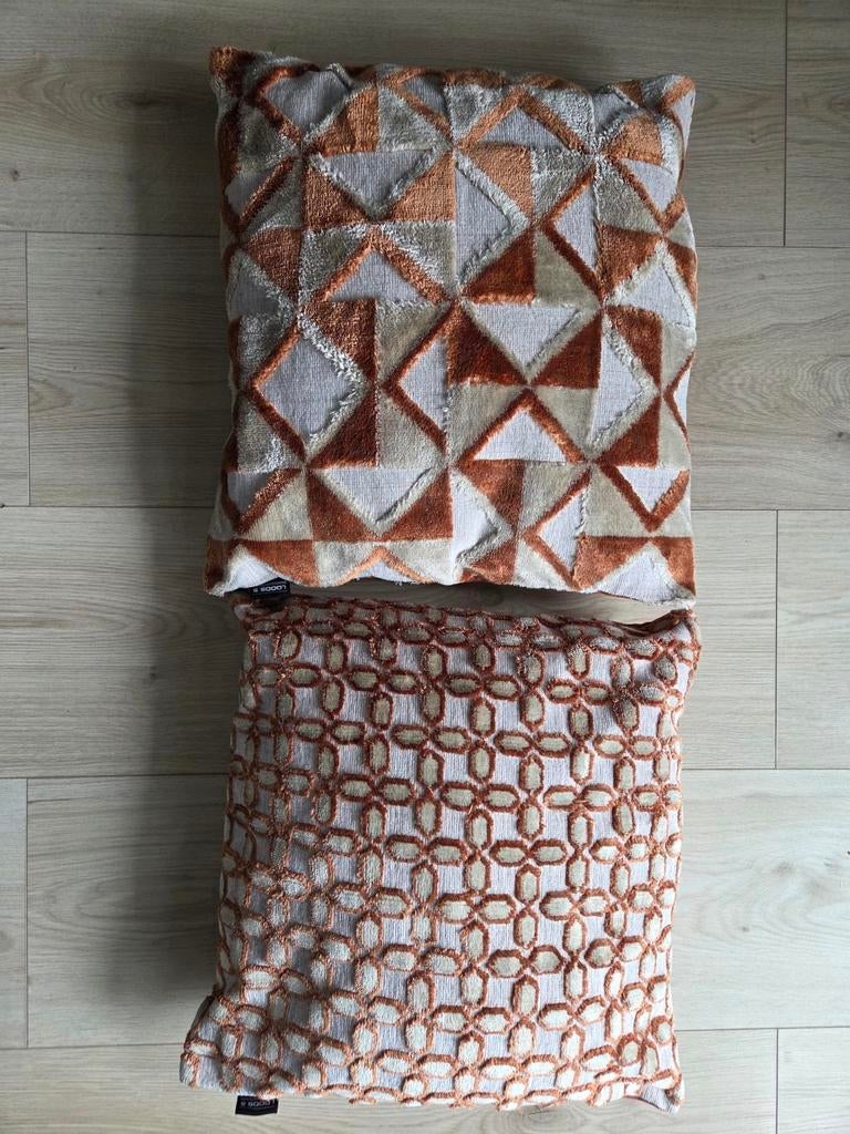 Loods 5 Sierkussens 40cm Oranje/Terracotta, Ophalen of Verzenden, Zo goed als nieuw, Oranje, Vierkant