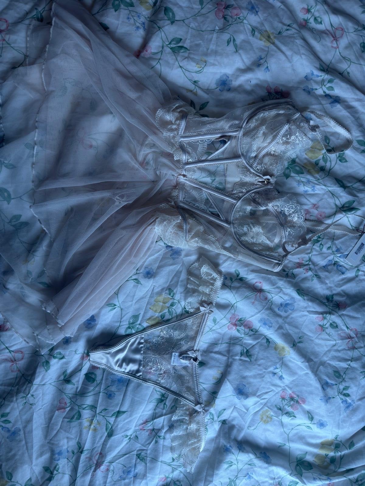 Luxe Babydoll met string van Lounge, Ophalen of Verzenden, Wit, Nachtkleding