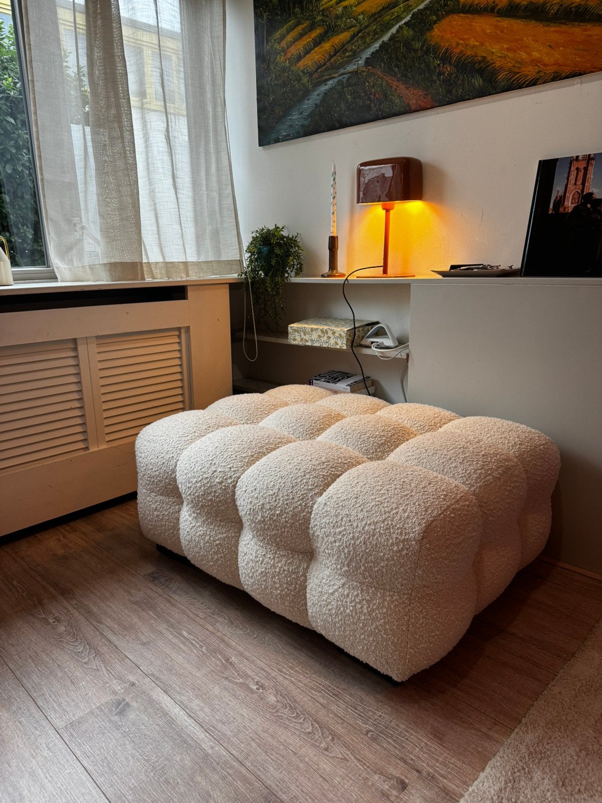 Nous living hocker - Zo goed als nieuw, Ophalen, Zo goed als nieuw, 100 tot 125 cm, Stof