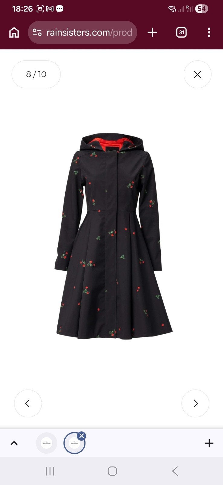 Rain Sisters regenjas met aardbeienprint - Zo goed als nieuw, Kleding | Dames, Jasjes, Kostuums en Pakken, Maat 38/40 (M), Rain Sisters