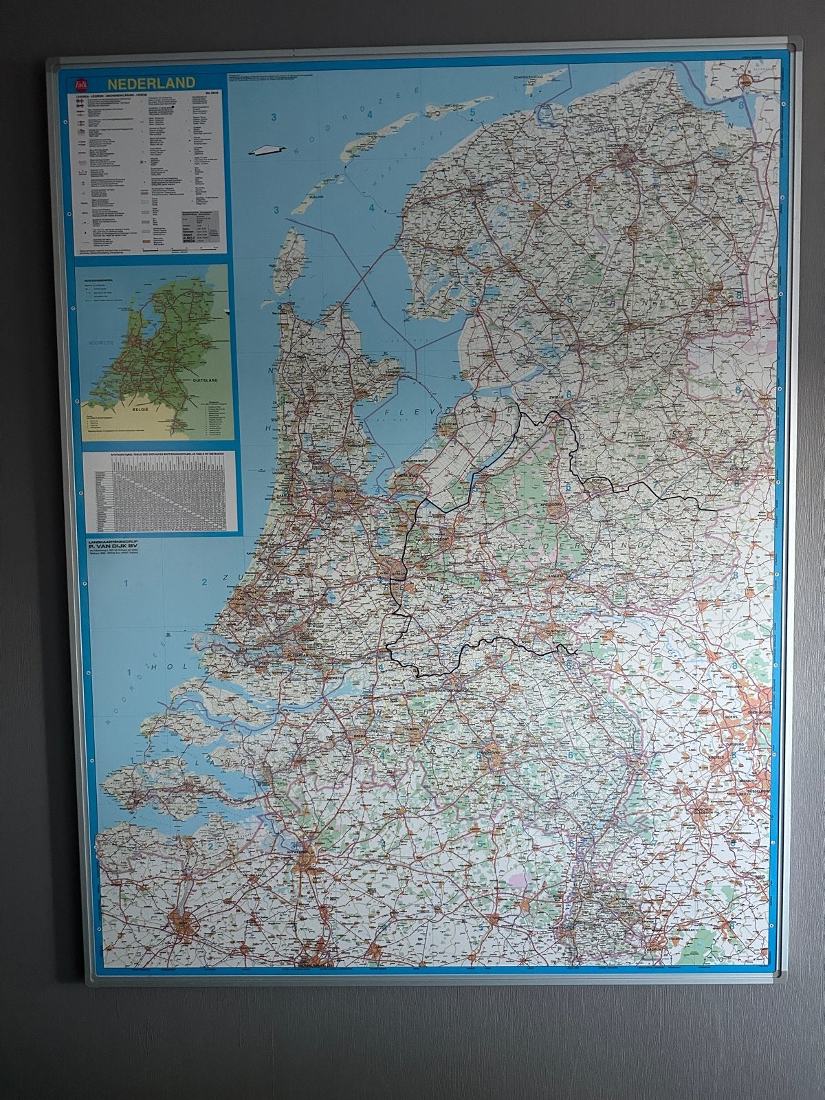 Grote Landkaart Nederland in Aluminium Lijst (1.30x1.00m), Ophalen, 2000 tot heden, Nederland, Landkaart