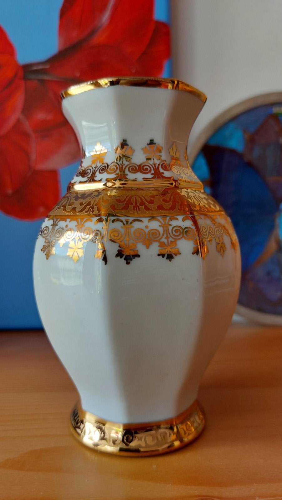 Vaasje Bohemia gold and silver, Ophalen of Verzenden