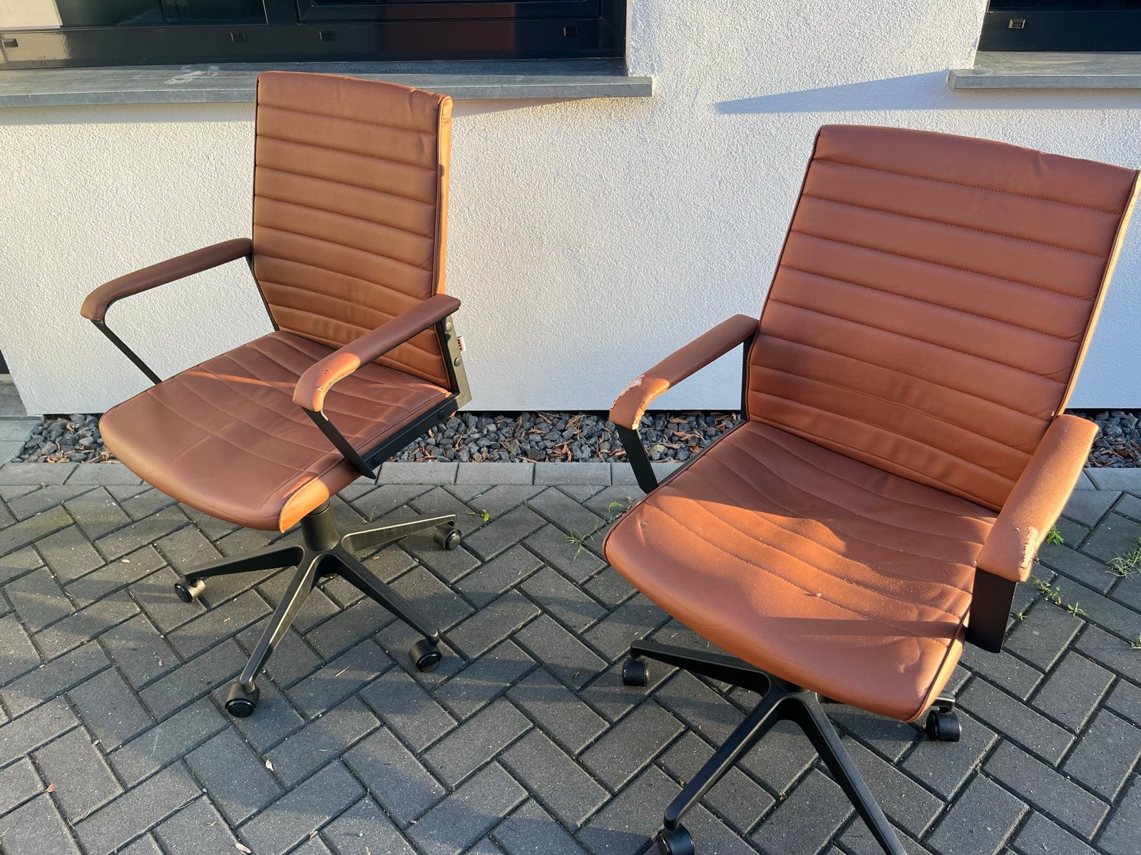 Set van 2 bruine bureaustoelen, Ophalen, Gebruikt, Bruin, Bureaustoel