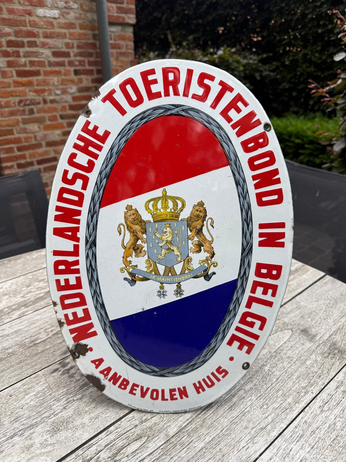 Emaille bord Nederlandse toeristenband, Ophalen of Verzenden