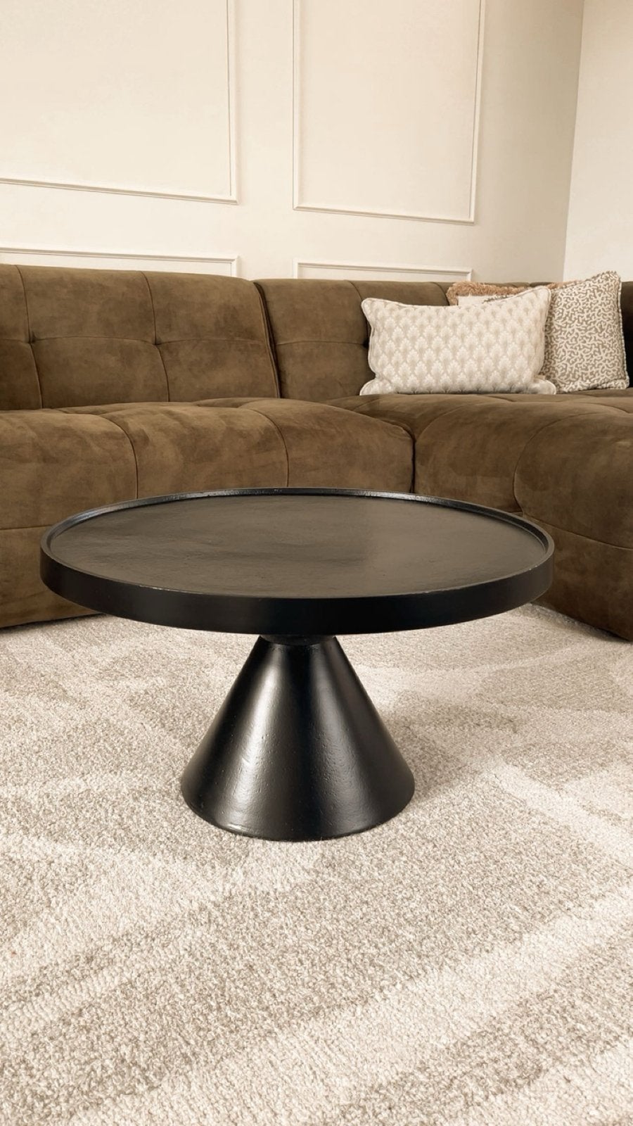 Zwarte salontafel, Ophalen, Zo goed als nieuw, Rond, 50 tot 100 cm