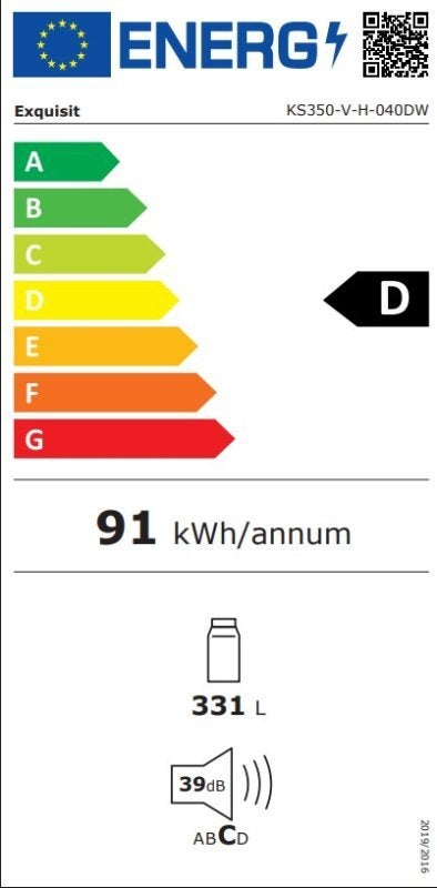 Exquisit koelkast KS350-V-H-040DW - Vrijstaand - Wit, Witgoed en Apparatuur, Koelkasten en IJskasten, Zonder vriesvak, Info@domest.nl