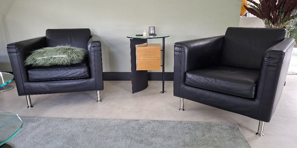 Te koop 2 originele Minotti Copenhaghen fauteuils, Gebruikt, 75 tot 100 cm, Ophalen of Verzenden, Leer