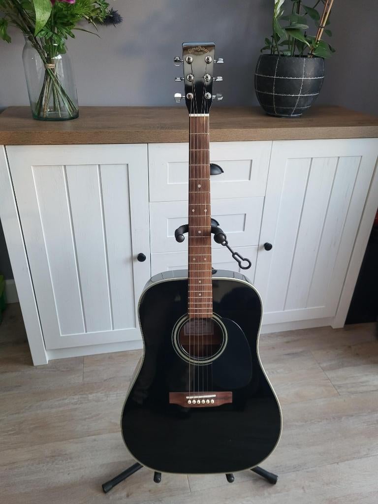 Zwarte gitaar Sigma Guitars DM-1ST BK met accessoires, Ophalen, Zo goed als nieuw, Western- of Steelstringgitaar