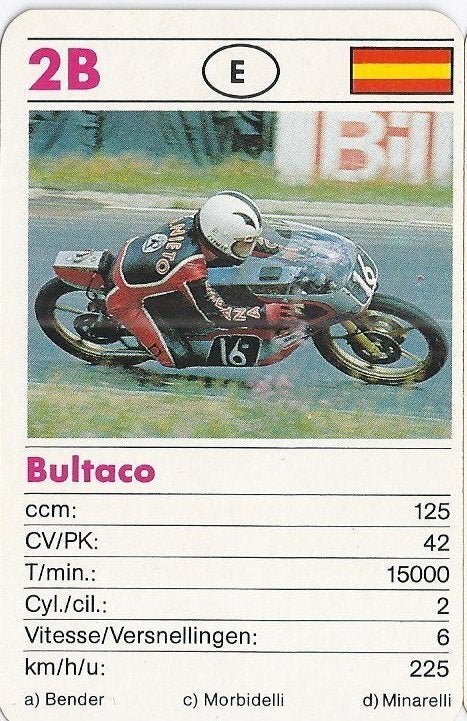 Kw1833-- 2b motorkaartje bultaco, Verzamelen, Ophalen of Verzenden, Zo goed als nieuw, Auto's