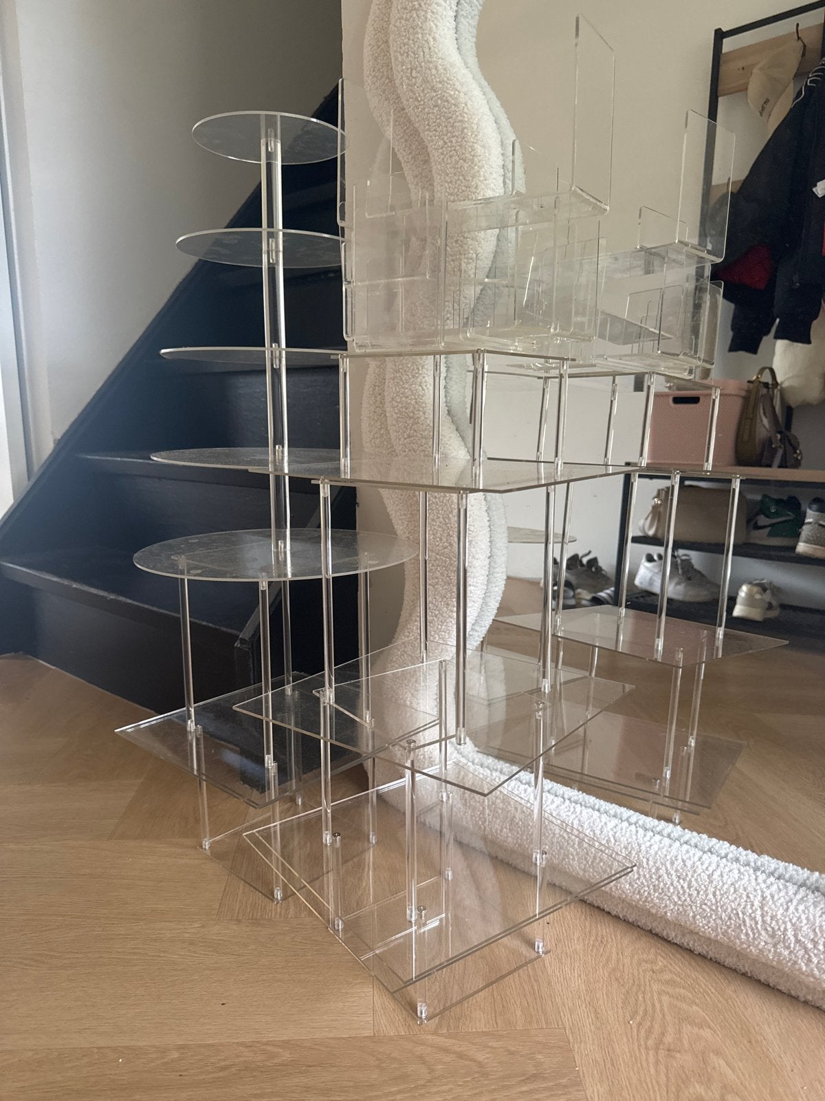 Doorzichtige plateaus, etagière, diverse hoogtes en vormen, Huis en Inrichting, Woonaccessoires | Dienbladen, Ophalen, Kunststof